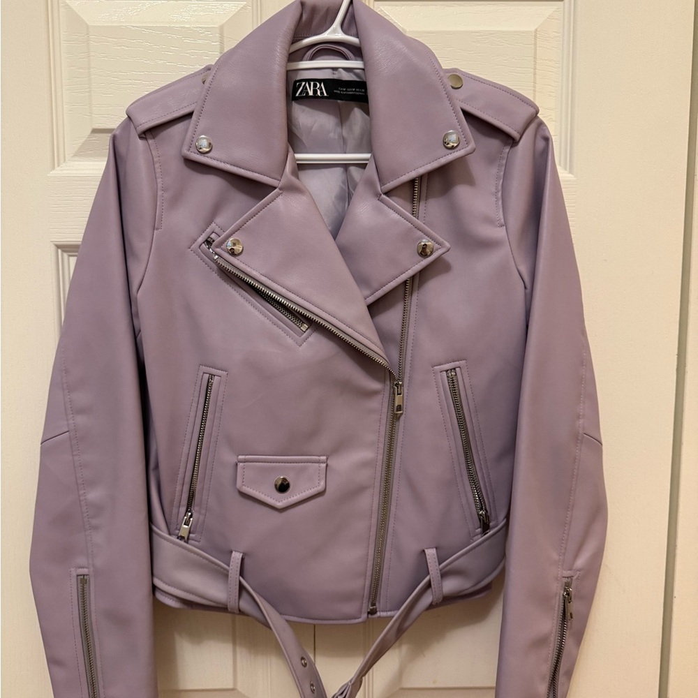 Zara Women's Light Purple Leather Jacket